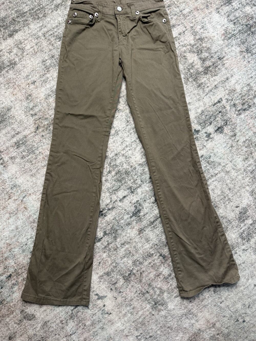 ICE Iceberg Beige Straight Leg Jeans Crystal Buttons 27 Y2k Italy 32'' inseam